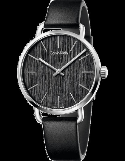 Calvin Klein Even Black Dial Black Leather Strap Watch for Women - K7B211C1 Buy Now By Calvin Klein