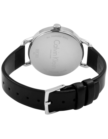 Calvin Klein Even Silver Black Leather Strap Watch for Women - K7B231C6 Buy Now By Calvin Klein