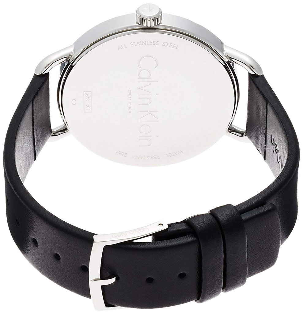 Calvin Klein Even Silver Black Leather Strap Watch for Women - K7B231C6 Buy Now By Calvin Klein