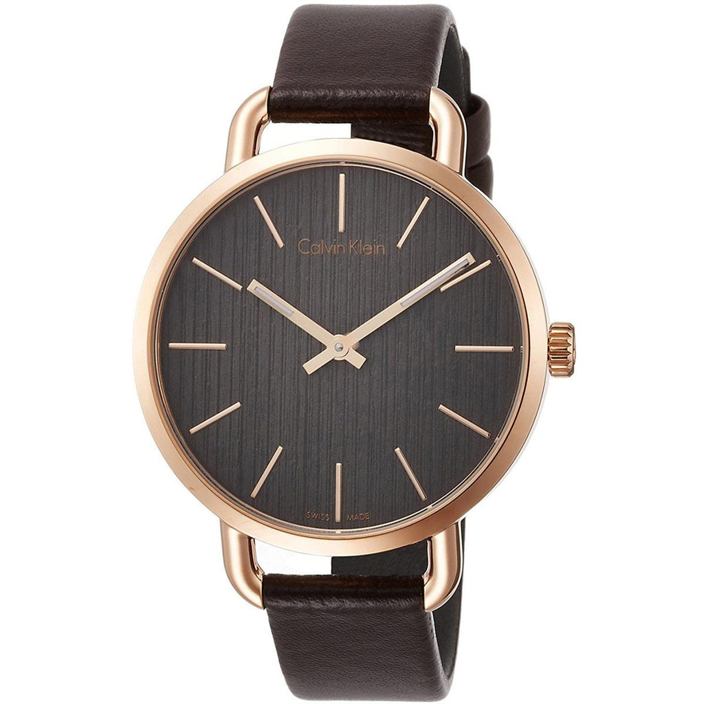Calvin Klein Even Grey Dial Brown Leather Strap Watch for Women - K7B236G3 Buy Now By Calvin Klein
