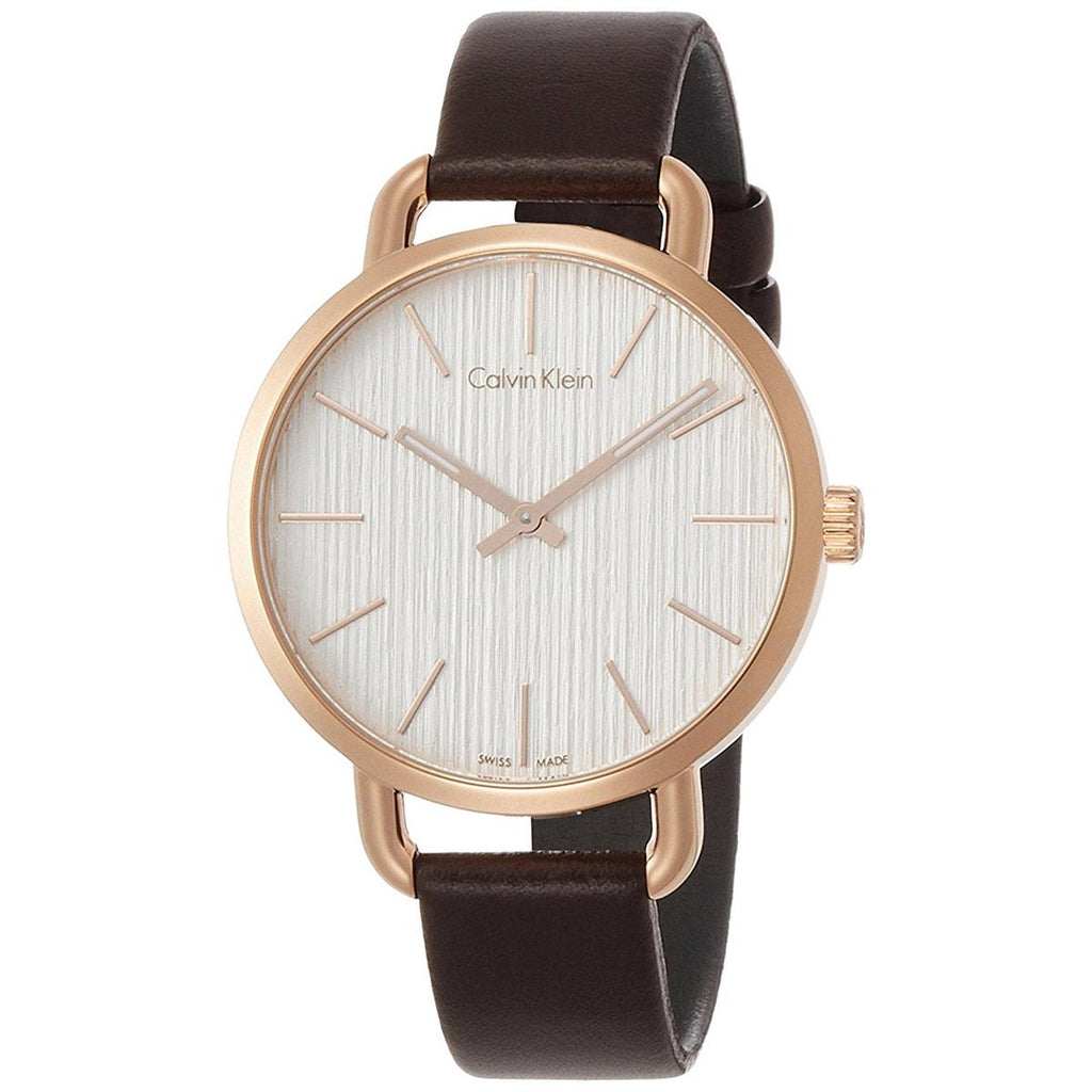 Calvin Klein Even White Dial Brown Leather Strap Watch for Women - K7B236G6 Buy Now By Calvin Klein