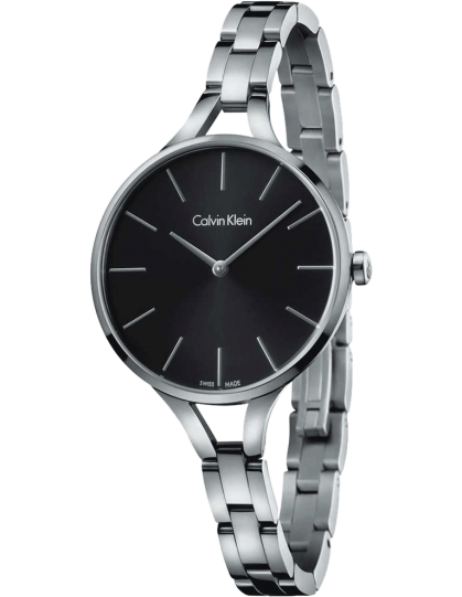 Calvin Klein Graphic Black Dial Silver Steel Strap Watch for Women - K7E23141 Buy Now By Calvin Klein