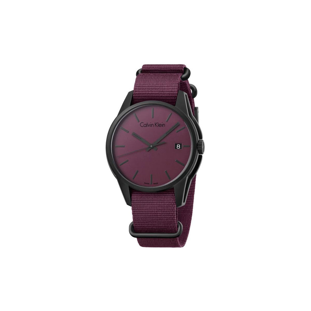 Calvin Klein Tone Maroon Dial Maroon NATO Strap Watch for Men - K7K514UP Buy Now By Calvin Klein