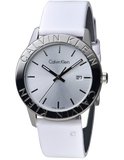 Calvin Klein Steady Silver Dial White Leather Strap Watch for Women - K7Q211L6 Buy Now By Calvin Klein