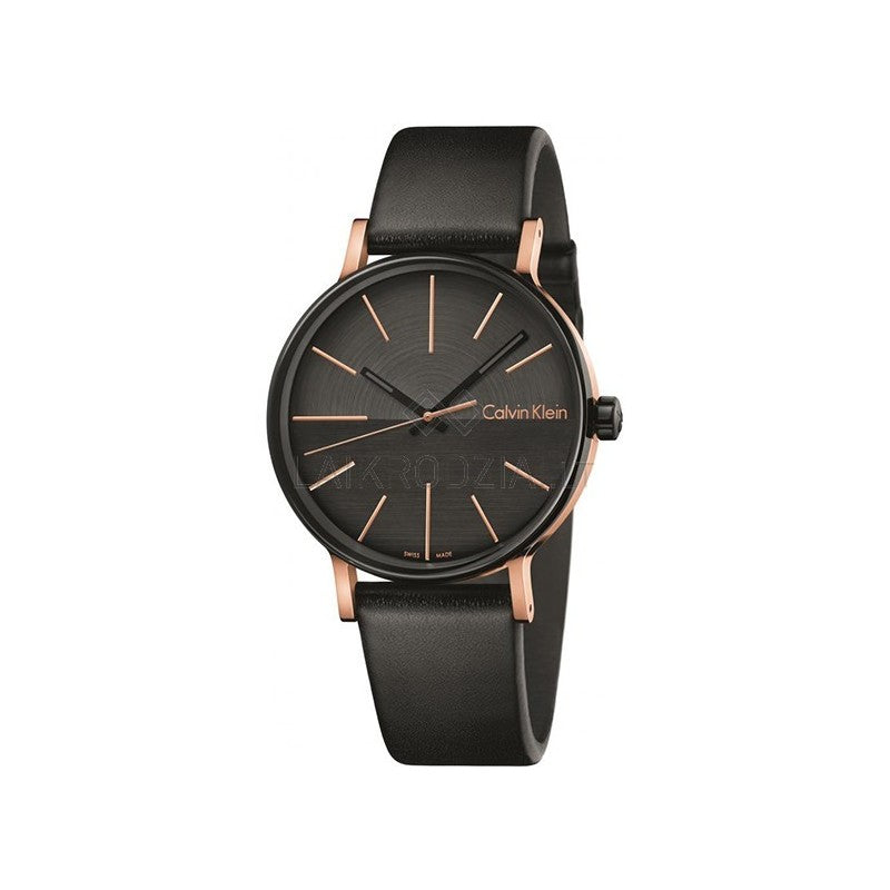 Calvin Klein Boost Black Dial Black Leather Strap Watch for Men - K7Y21TCZ Buy Now By Calvin Klein