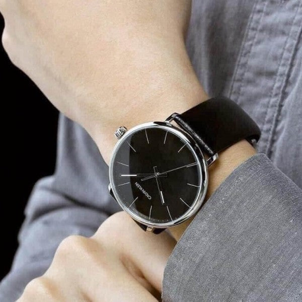 Calvin Klein High Noon Quartz Black Dial Black Leather Strap Watch for Men - K8M211C1 Buy Now By Calvin Klein
