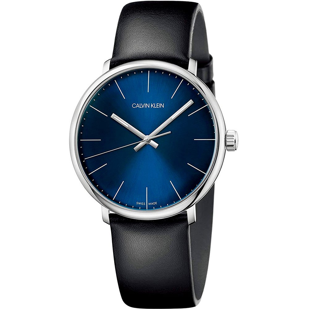 Calvin Klein High Noon Quartz Blue Dial Black Leather Strap Watch for Men - K8M211CN Buy Now By Calvin Klein