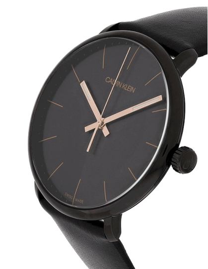 Calvin Klein High Noon Quartz Black Dial Black Leather Strap Watch for Men - K8M214CB Buy Now By Calvin Klein