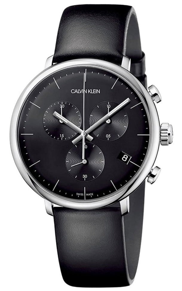 Calvin Klein High Noon Chronograph Black Dial Black Leather Strap Watch for Men - K8M271C1 Buy Now By Calvin Klein
