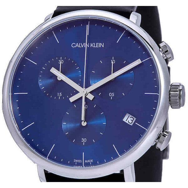 Calvin Klein High Noon Chronograph Blue Dial Black Leather Strap Watch for Men - K8M271CN Buy Now By Calvin Klein