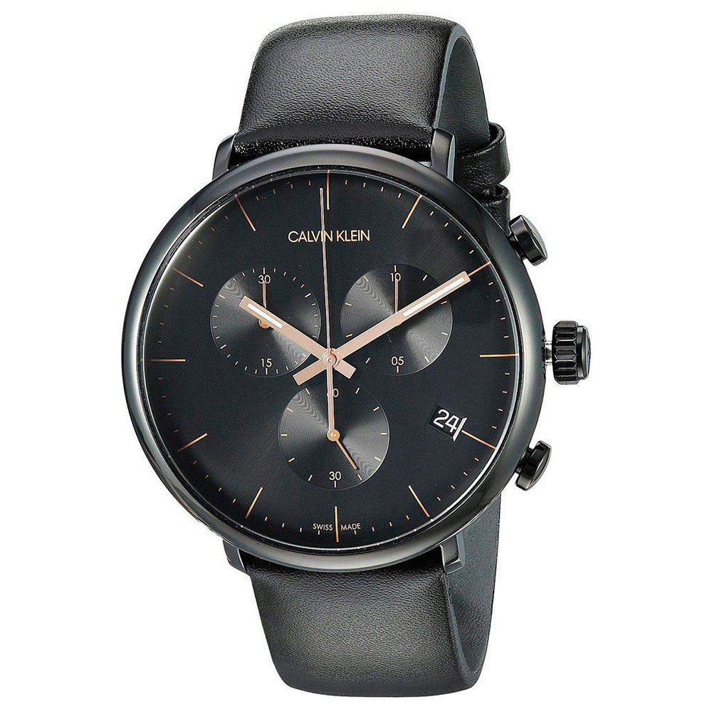 Calvin Klein High Noon Black Dial Black Leather Strap Watch for Men - K8M274CB Buy Now By Calvin Klein