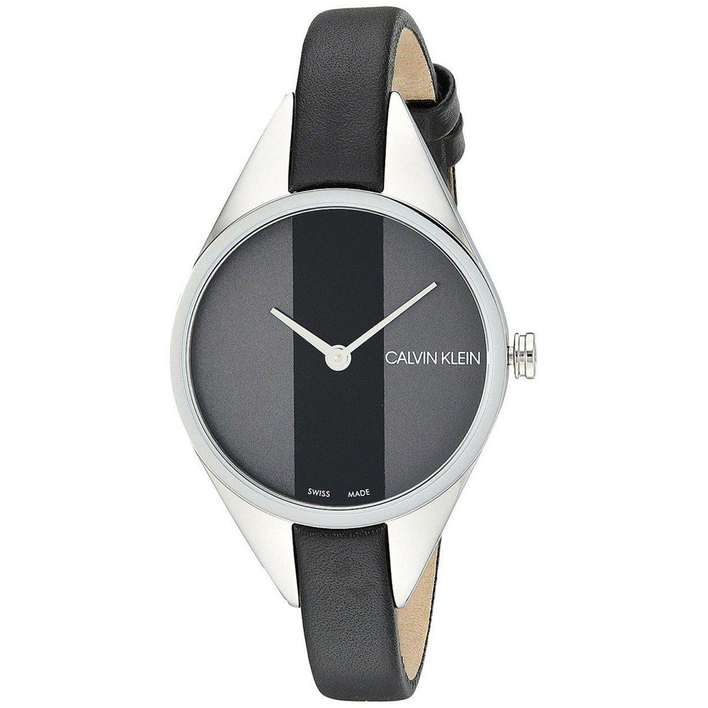 Calvin Klein Rebel Black Grey Dial Black Leather Strap Watch for Women - K8P231C1 Buy Now By Calvin Klein