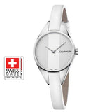 Calvin Klein Rebel White Dial White Leather Strap Watch for Women - K8P231L6 Buy Now By Calvin Klein