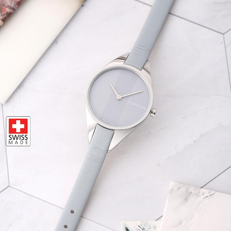 Calvin Klein Rebel Grey Dial Grey Leather Strap Watch for Women - K8P231Q4 Buy Now By Calvin Klein