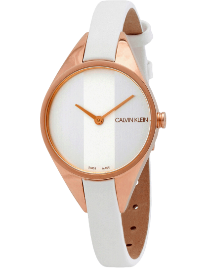 Calvin Klein Rebel White Grey Dial White Leather Strap Watch for Women - K8P236L6 Buy Now By Calvin Klein
