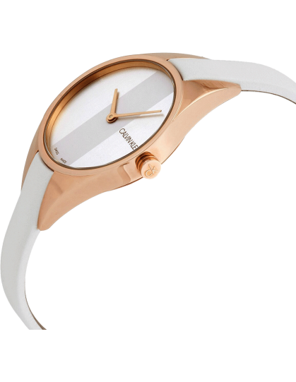 Calvin Klein Rebel White Grey Dial White Leather Strap Watch for Women - K8P236L6 Buy Now By Calvin Klein