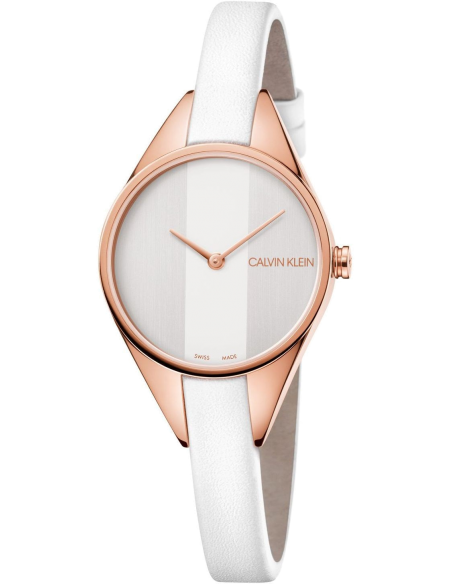 Calvin Klein Rebel White Grey Dial White Leather Strap Watch for Women - K8P236L6 Buy Now By Calvin Klein
