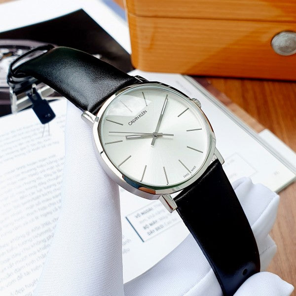 Calvin Klein Posh Silver Dial Black Leather Strap Watch for Men - K8Q311C6 Buy Now By Calvin Klein