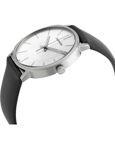 Calvin Klein Posh Silver Dial Black Leather Strap Watch for Men - K8Q311C6 Buy Now By Calvin Klein