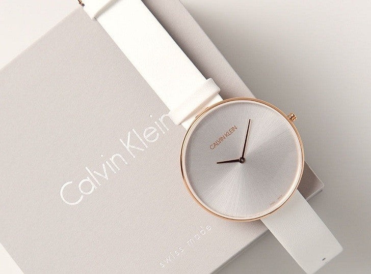 Calvin Klein Full Moon White Dial White Leather Strap Watch for Women - K8Y236L6 Buy Now By Calvin Klein