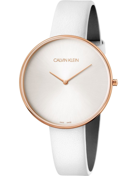Calvin Klein Full Moon White Dial White Leather Strap Watch for Women - K8Y236L6 Buy Now By Calvin Klein