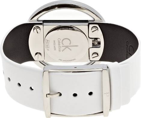 Calvin Klein Glam Transparent Dial White Leather Strap Watch for Women - K9423101 Buy Now By Calvin Klein