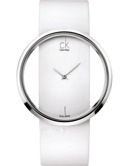 Calvin Klein Glam Transparent Dial White Leather Strap Watch for Women - K9423101 Buy Now By Calvin Klein