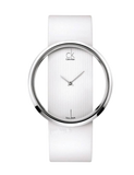 Calvin Klein Glam Transparent Dial White Leather Strap Watch for Women - K9423101 Buy Now By Calvin Klein