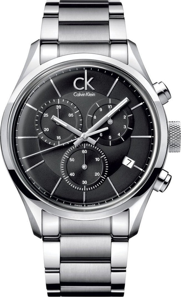Calvin Klein Masculine Chronograph Black Dial Silver Steel Strap Watch for Men - K2H27104 Buy Now By Calvin Klein