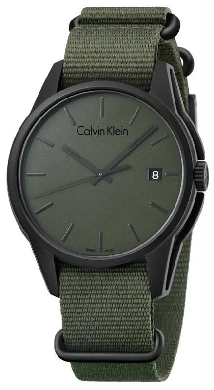 Calvin Klein Tone Green Dial Green NATO Strap Watch for Men - K7K514WL Buy Now By Calvin Klein