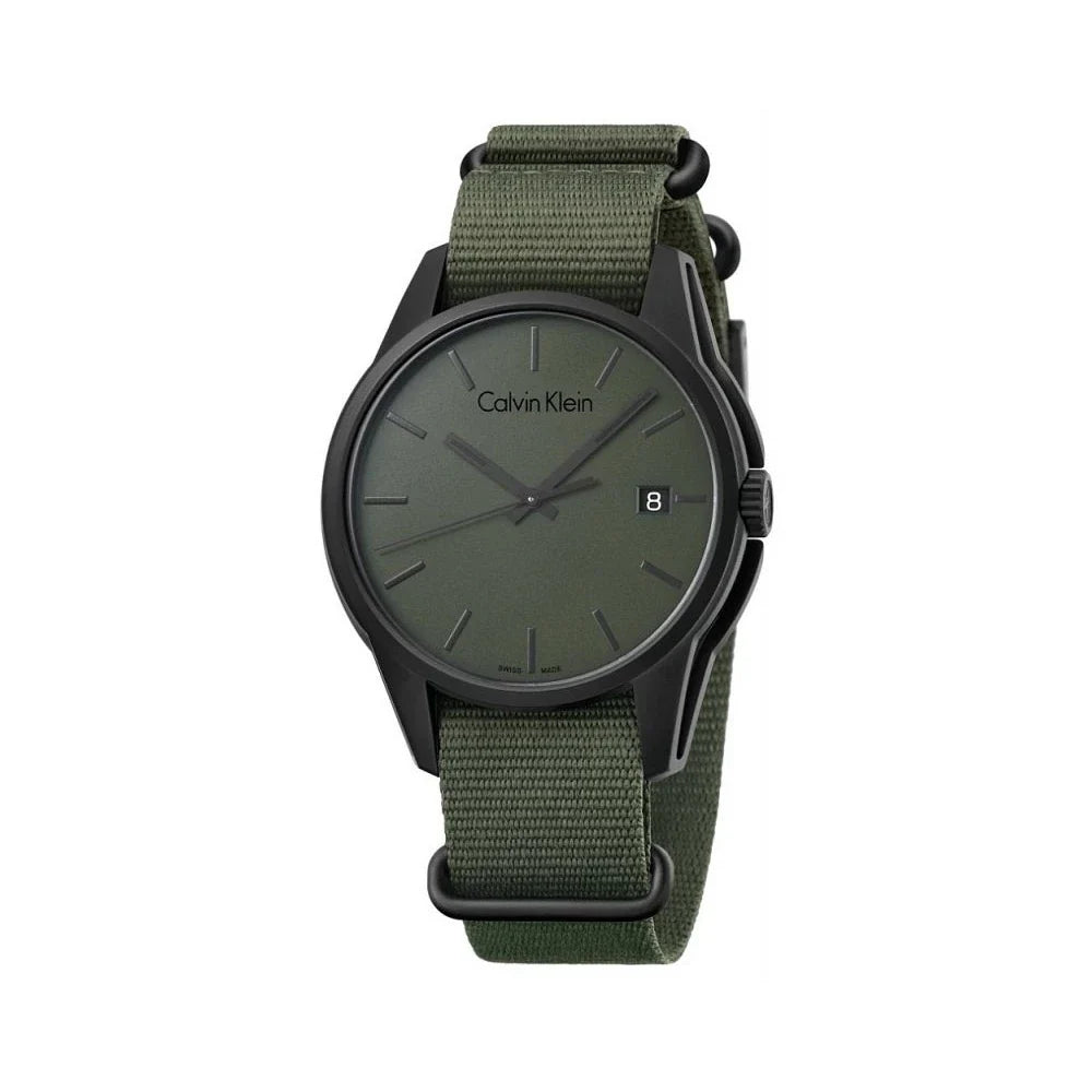Calvin Klein Tone Green Dial Green NATO Strap Watch for Men - K7K514WL Buy Now By Calvin Klein