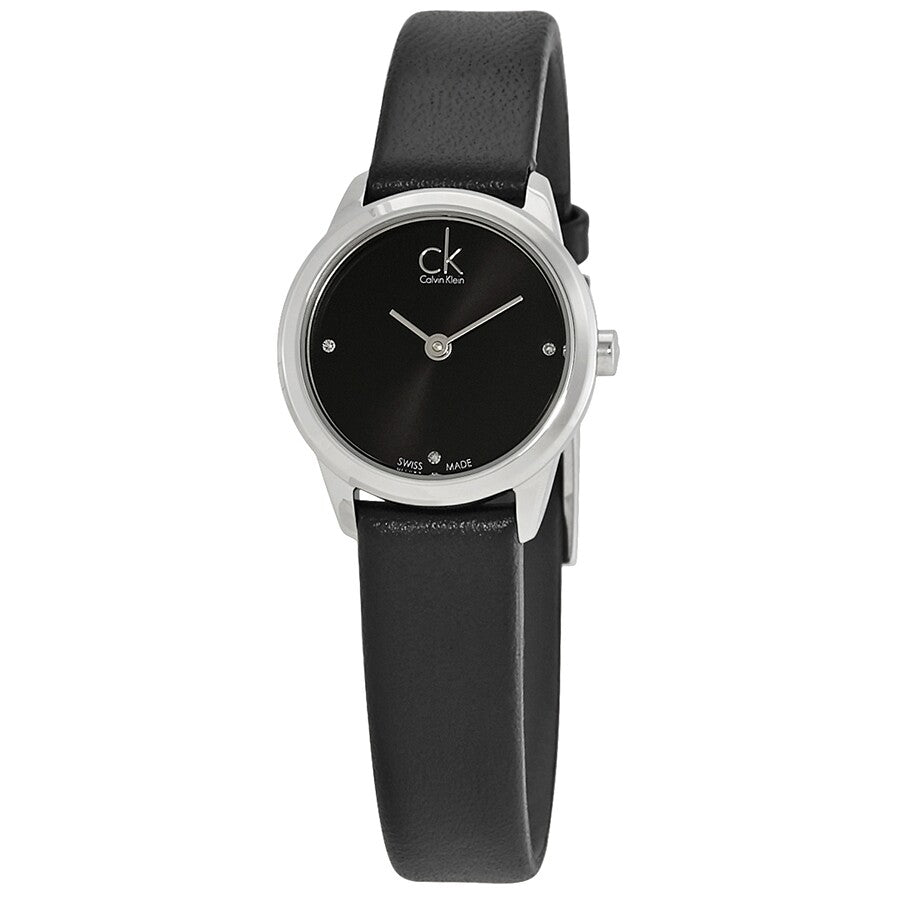 Calvin Klein Minimal Black Dial Black Leather Strap Watch for Women - K3M231CS Buy Now By Calvin Klein