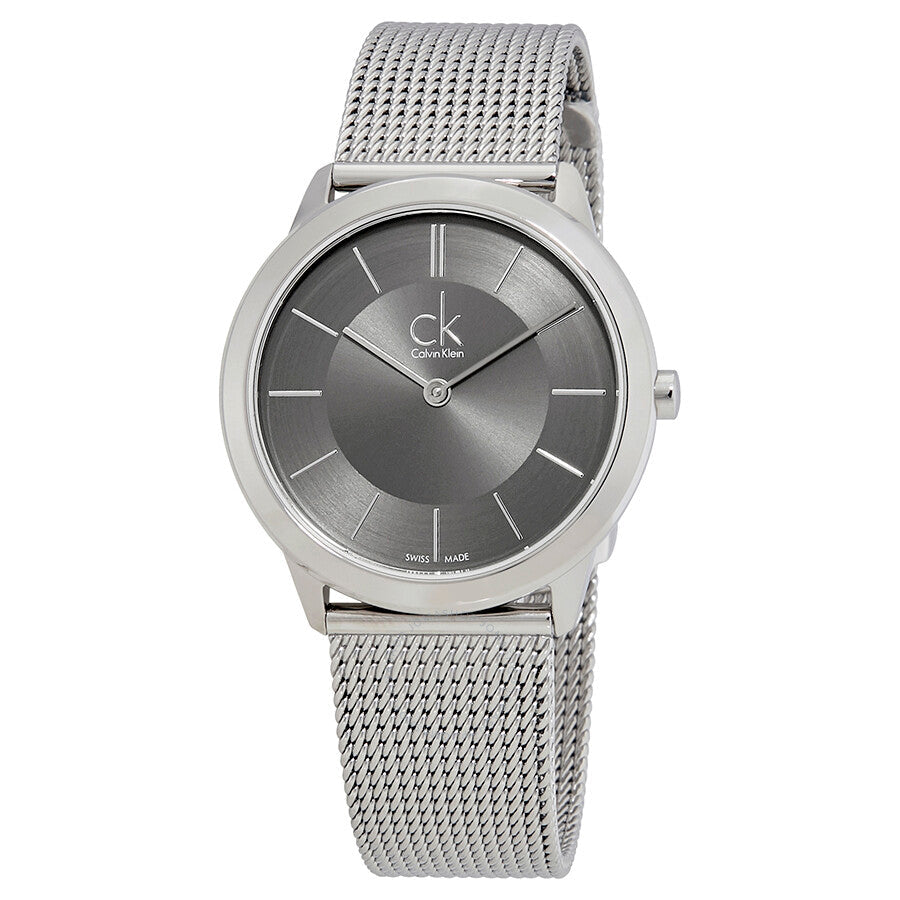 Calvin Klein Minimal Grey Dial Silver Mesh Bracelet Watch for Men - K3M22124 Buy Now By Calvin Klein