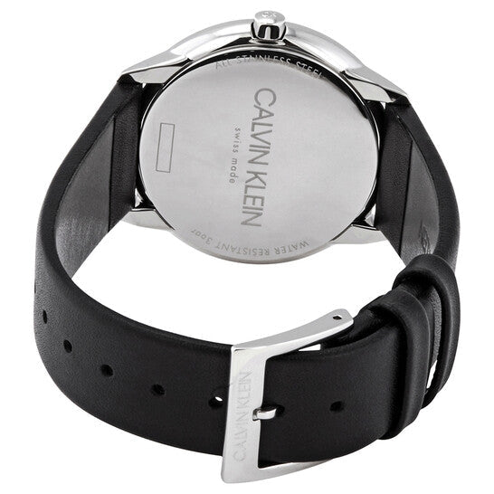 Calvin Klein Minimal Grey Dial Black Leather Strap Watch for Men - K3M221C3 Buy Now By Calvin Klein
