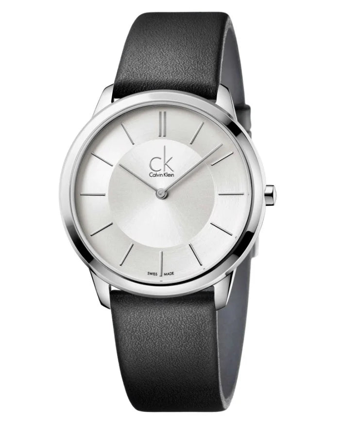 Calvin Klein Minimalist White Dial Black Leather Strap Watch for Men - K3M211C6 Buy Now By Calvin Klein