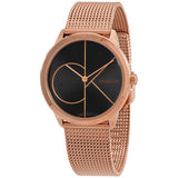 Calvin Klein Minimal Black Dial Rose Gold Mesh Bracelet Watch for Men - K3M22621 Buy Now By Calvin Klein