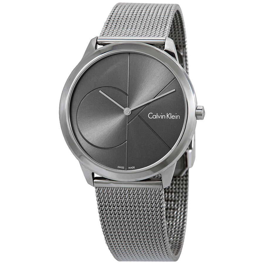 Calvin Klein Minimal Black Dial Silver Mesh Bracelet Watch for Men - K3M21123 Buy Now By Calvin Klein