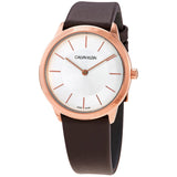 Calvin Klein Minimal White Dial Brown Leather Strap Watch for Women - K3M226G6 Buy Now By Calvin Klein