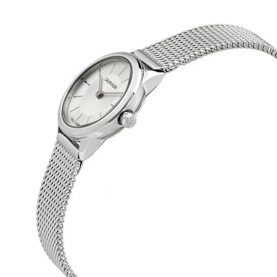 Calvin Klein Minimal White Dial Silver Mesh Bracelet Watch for Women - K3M23126 Buy Now By Calvin Klein