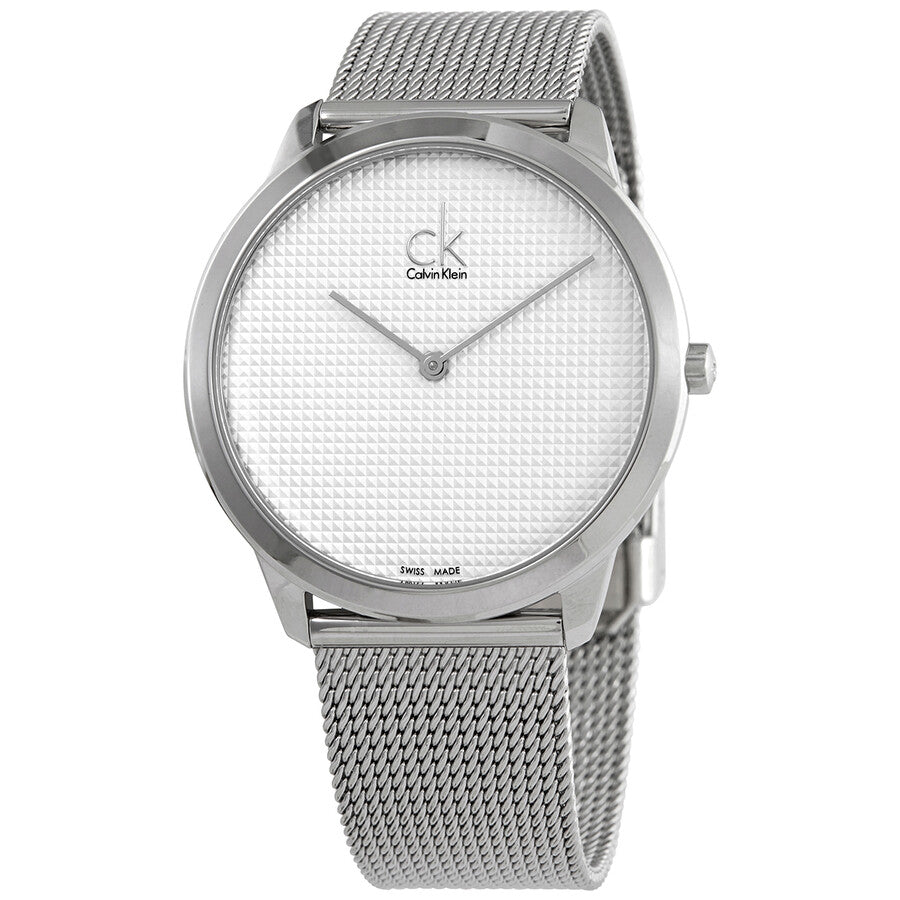 Calvin Klein Minimal White Dial Silver Mesh Bracelet Watch for Men - K3M2112Y Buy Now By Calvin Klein