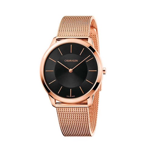 Calvin Klein Minimal Black Dial Rose Gold Mesh Bracelet Watch for Men - K3M2162Y Buy Now By Calvin Klein