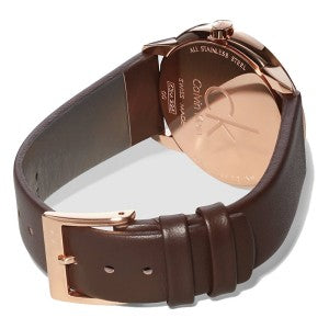 Calvin Klein Minimal White Dial Brown Leather Strap Watch for Men - K3M216G6 Buy Now By Calvin Klein