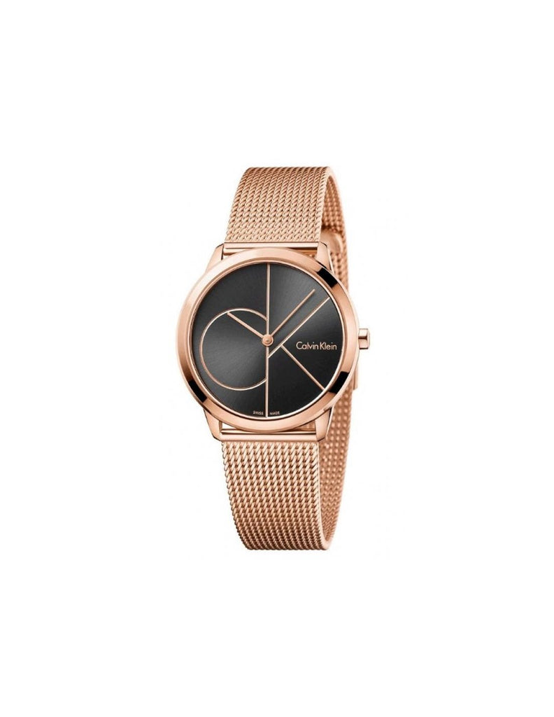 Calvin Klein Minimal Black Dial Rose Gold Mesh Bracelet Watch for Men - K3M22621 Buy Now By Calvin Klein