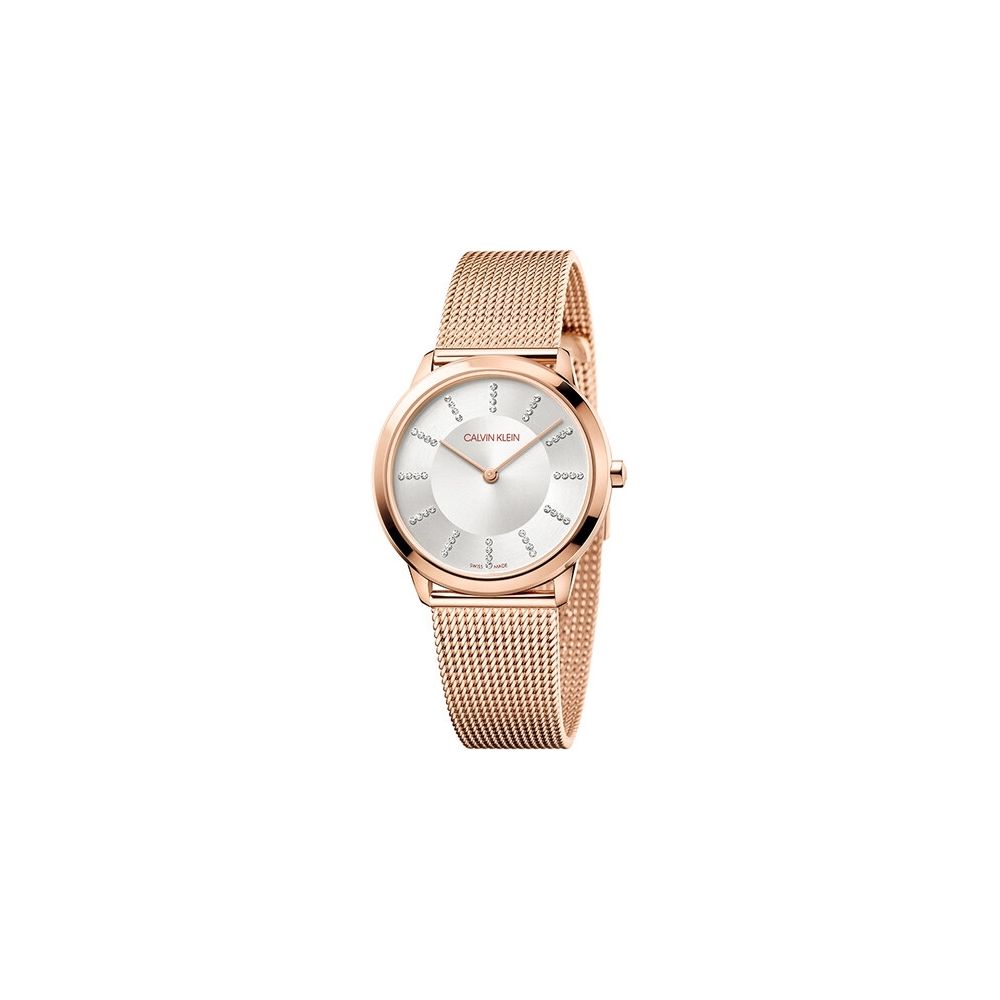 Calvin Klein Minimal White Dial Rose Gold Mesh Bracelet Watch for Women - K3M22Y2X Buy Now By Calvin Klein