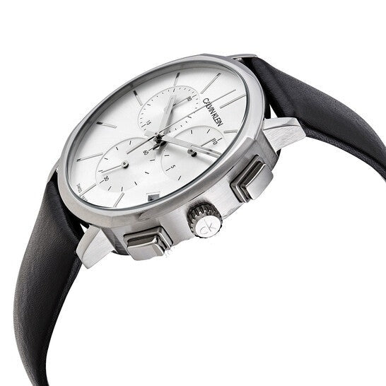 Calvin Klein Posh Silver Dial Black Leather Strap Watch for Men - K8Q371C6 Buy Now By Calvin Klein