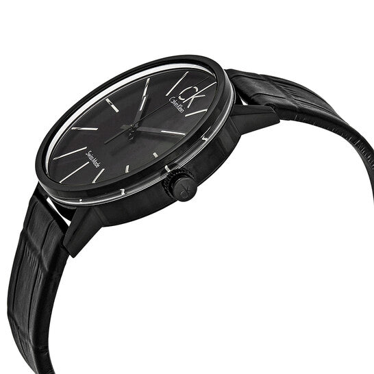 Calvin Klein Post Minimal Black Dial Black Leather Strap Watch for Men - K7621401 Buy Now By Calvin Klein