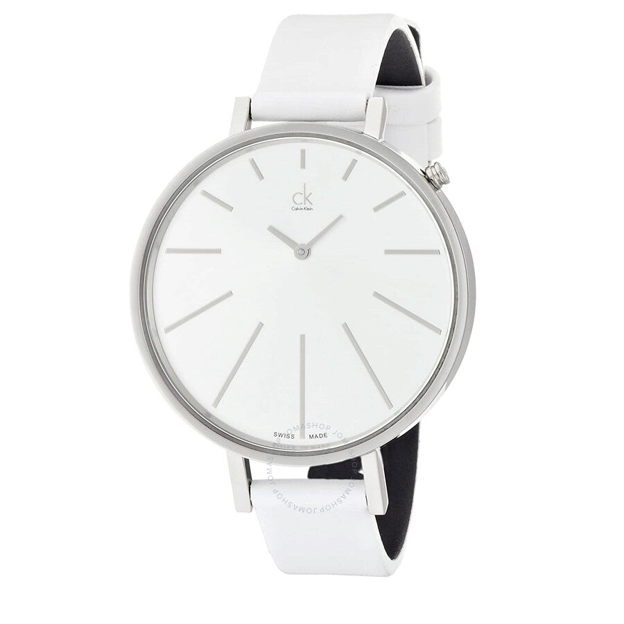Calvin Klein Equal White Dial White Leather Strap Watch for Women - K3E231L6 Buy Now By Calvin Klein