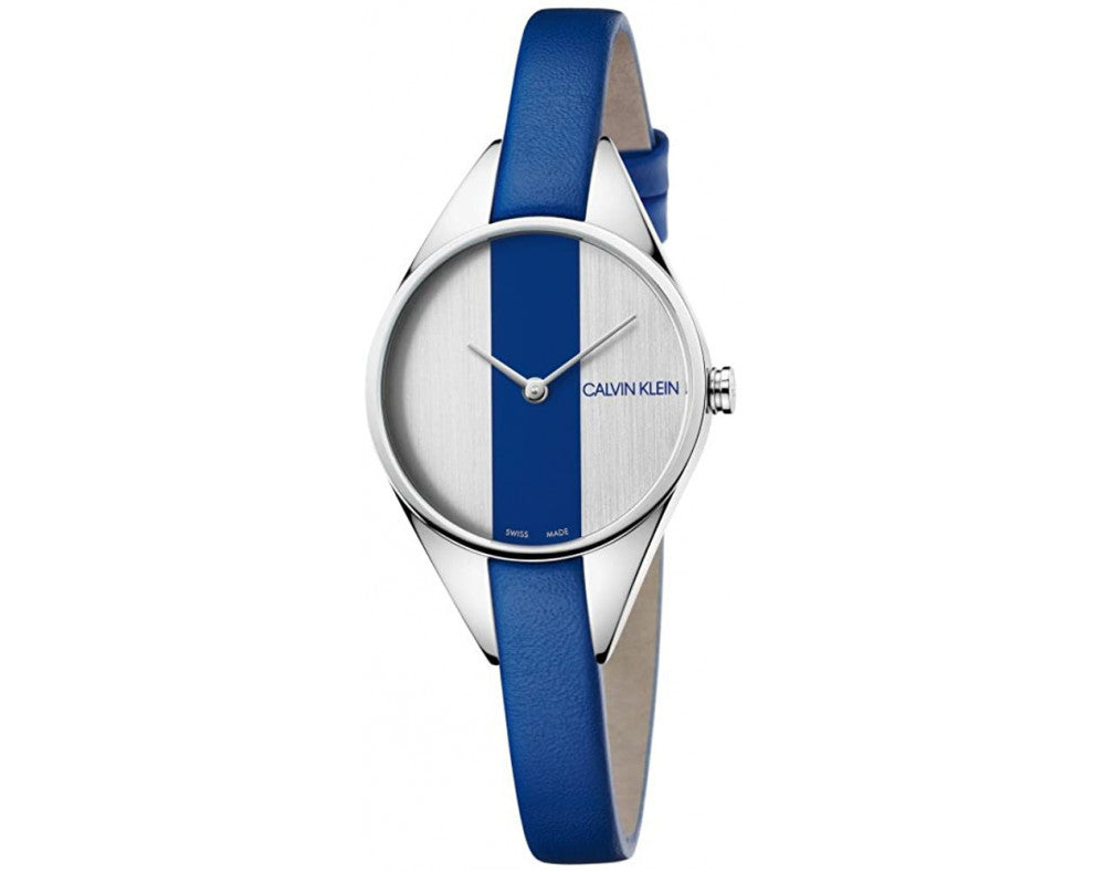Calvin Klein Rebel Blue Silver Dial Blue Leather Strap Watch for Women - K8P231V6 Buy Now By Calvin Klein
