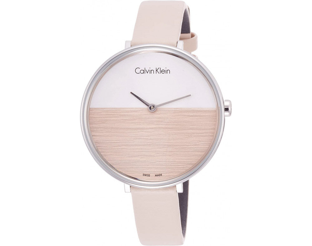 Calvin Klein Rise White Beige Dial Beige Leather Strap Watch for Women - K7A231XH Buy Now By Calvin Klein