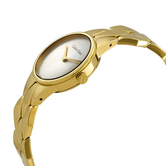 Calvin Klein Snake Silver Dial Yellow Gold Steel Strap Watch For Women - K6E23546 Buy Now By Calvin Klein